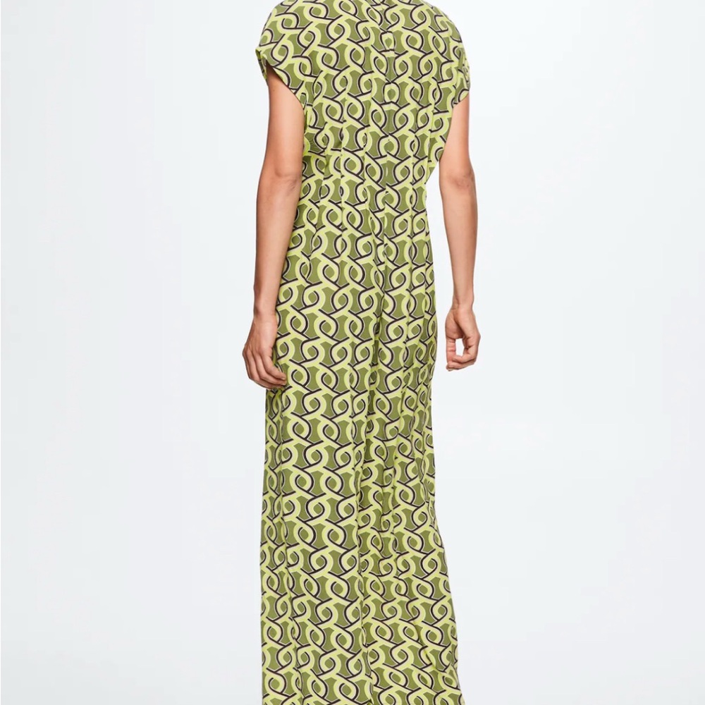 Stylish Green Mango Patterned Pleated Jumpsuit - image 3